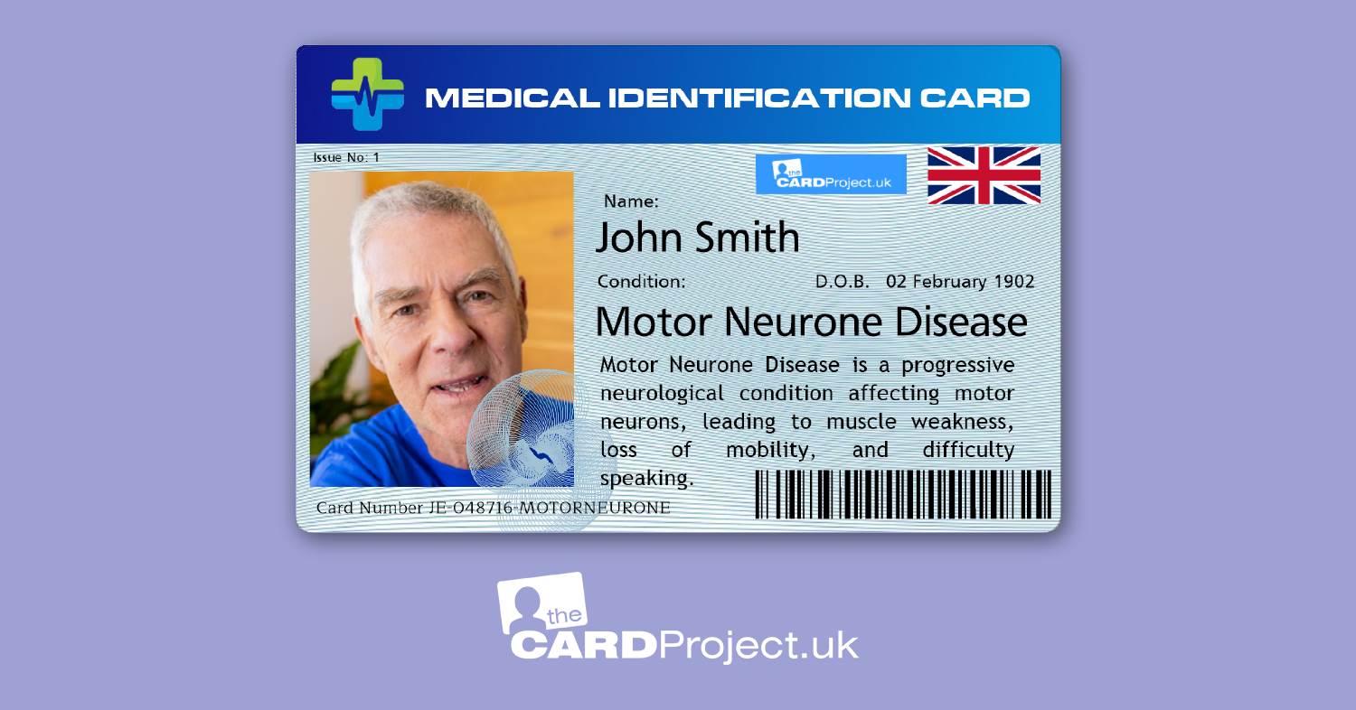 Premium Motor Neurone Disease Medical ID Card (FRONT)